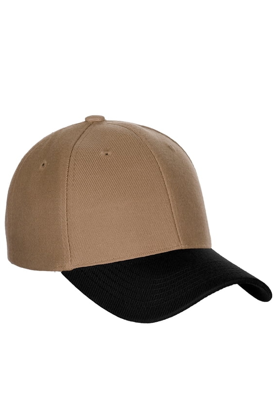 D&I Basic Baseball Cap Adjustable Closure Curved Visor Hat-2 Tone Khaki/Black