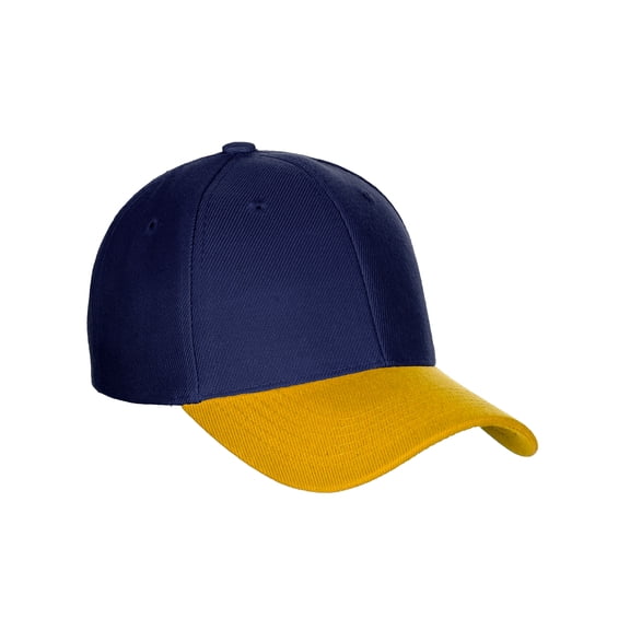 D&I Basic Baseball Cap Adjustable Closure Curved Visor Hat-2 Tone Navy/Yellow