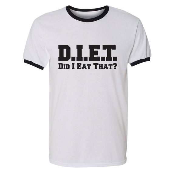D.I.E.T. Did I Eat That? Adult Short Sleeve Ringer T-shirt