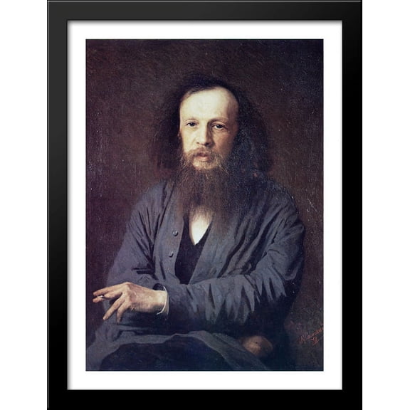 D. I. Mendeleev 28x38 Large Black Wood Framed Print Art by Ivan Kramskoy