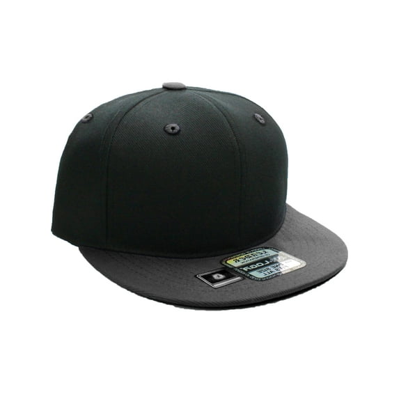 D&I. Plain Adjustable Snapback Hats Caps Flat Bill Visor - Black Charcoal