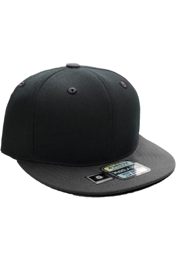 D&I. Plain Adjustable Snapback Hats Caps Flat Bill Visor - Black Charcoal