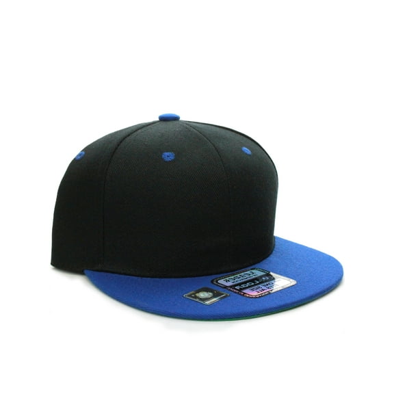 D&I. Plain Adjustable Snapback Hats Caps Flat Bill Visor - Black Royal