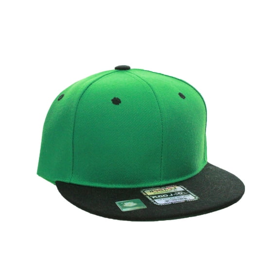 D&I. Plain Adjustable Snapback Hats Caps Flat Bill Visor - Green Black