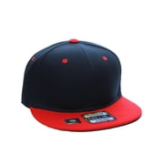 D&I. Plain Adjustable Snapback Hats Caps Flat Bill Visor - Navy Red