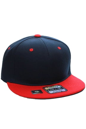 D&I. Plain Adjustable Snapback Hats Caps Flat Bill Visor - Navy Red