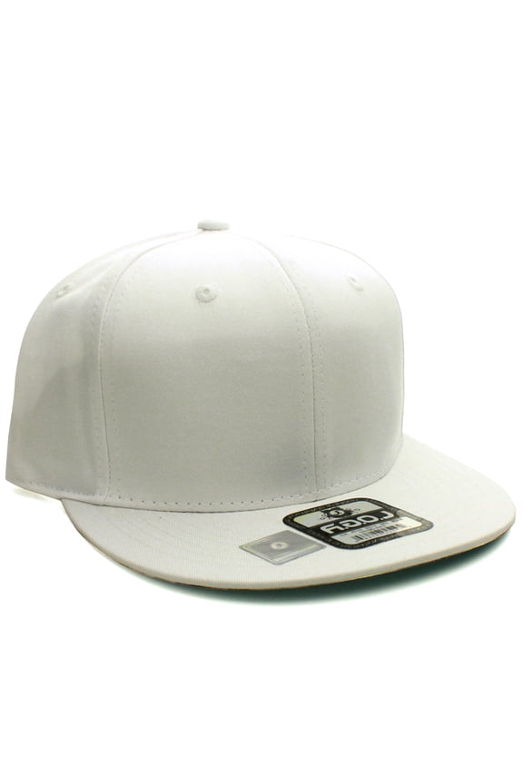 D&I. Plain Adjustable Snapback Hats Caps Flat Bill Visor - White