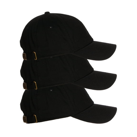 D&I Plain Dad Hat 100% Cotton Unstructured Hat Unisex Strap Cap - Black Black Black