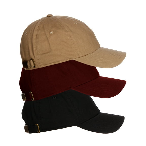 D&I Plain Dad Hat 100% Cotton Unstructured Hat Unisex Strap Cap - Burgundy Khaki Black