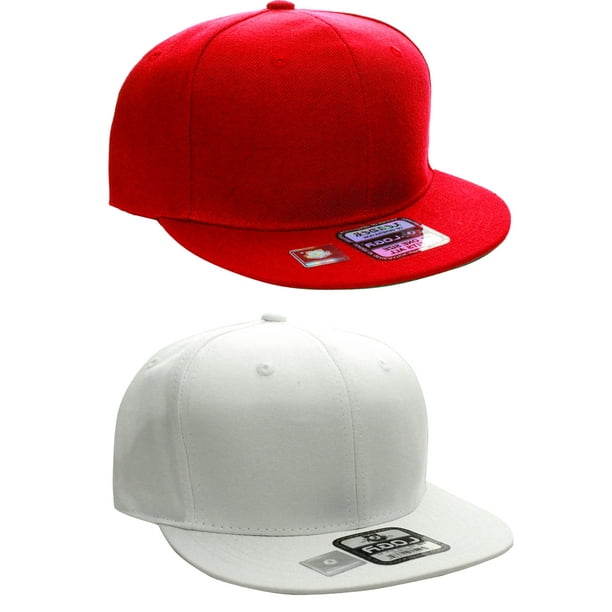 Diversity lusion D i Plain Flat Bill Visor Blank Snapback Hat Cap with Adjustable Snaps 2 PK Wh Red Kids Unisex Size One Size