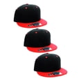 thumbnail image 1 of D&I Plain Flat Bill Visor Blank Snapback Hat Cap with Adjustable Snaps - 3 Pk - Bk/Red, Bk/Red, Bk/Red, 1 of 2
