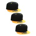thumbnail image 1 of D&I Plain Flat Bill Visor Blank Snapback Hat Cap with Adjustable Snaps - 3 Pk - Bk/Yw, Bk/Yw, Bk/Yw, 1 of 2