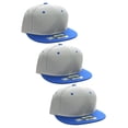 thumbnail image 1 of D&I Plain Flat Bill Visor Blank Snapback Hat Cap with Adjustable Snaps - 3 Pk - Gy/Ry, Gy/Ry, Gy/Ry, 1 of 2