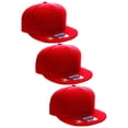 thumbnail image 1 of D&I Plain Flat Bill Visor Blank Snapback Hat Cap with Adjustable Snaps - 3 Pk - Red, Red, Red, 1 of 2