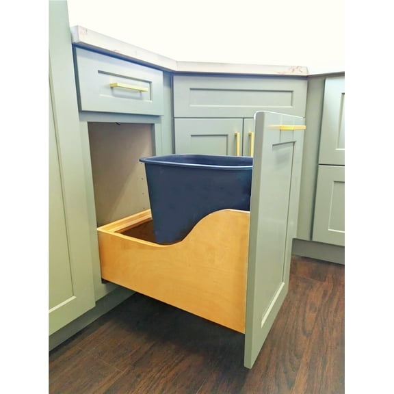 D.I.Y Kitchen Pull Out Trash Can System Wooden Frame Rollout Cabinet Organizer 11''Width (Trash Can Not Included)