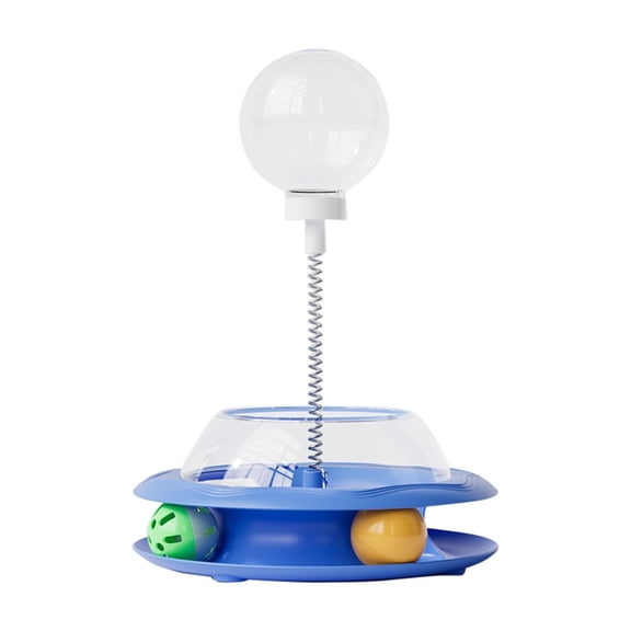 D Interactive Transparent Cat Toy Track 360 Rotation With Feathers Bell Treat Dispenser Ball For Indoor Kitten Play