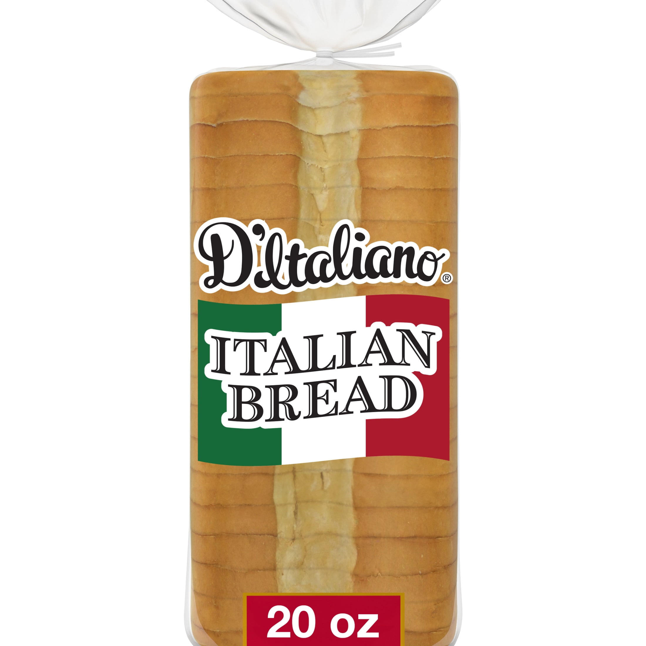 D'Italiano Italian Bread, 20 oz, White Italian Bread, Bag