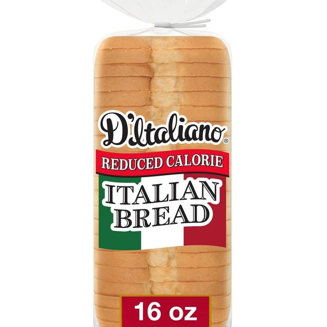 D'Italiano Reduced Calorie Italian Bread 16 oz Soft White Loaf (Pack of 2)