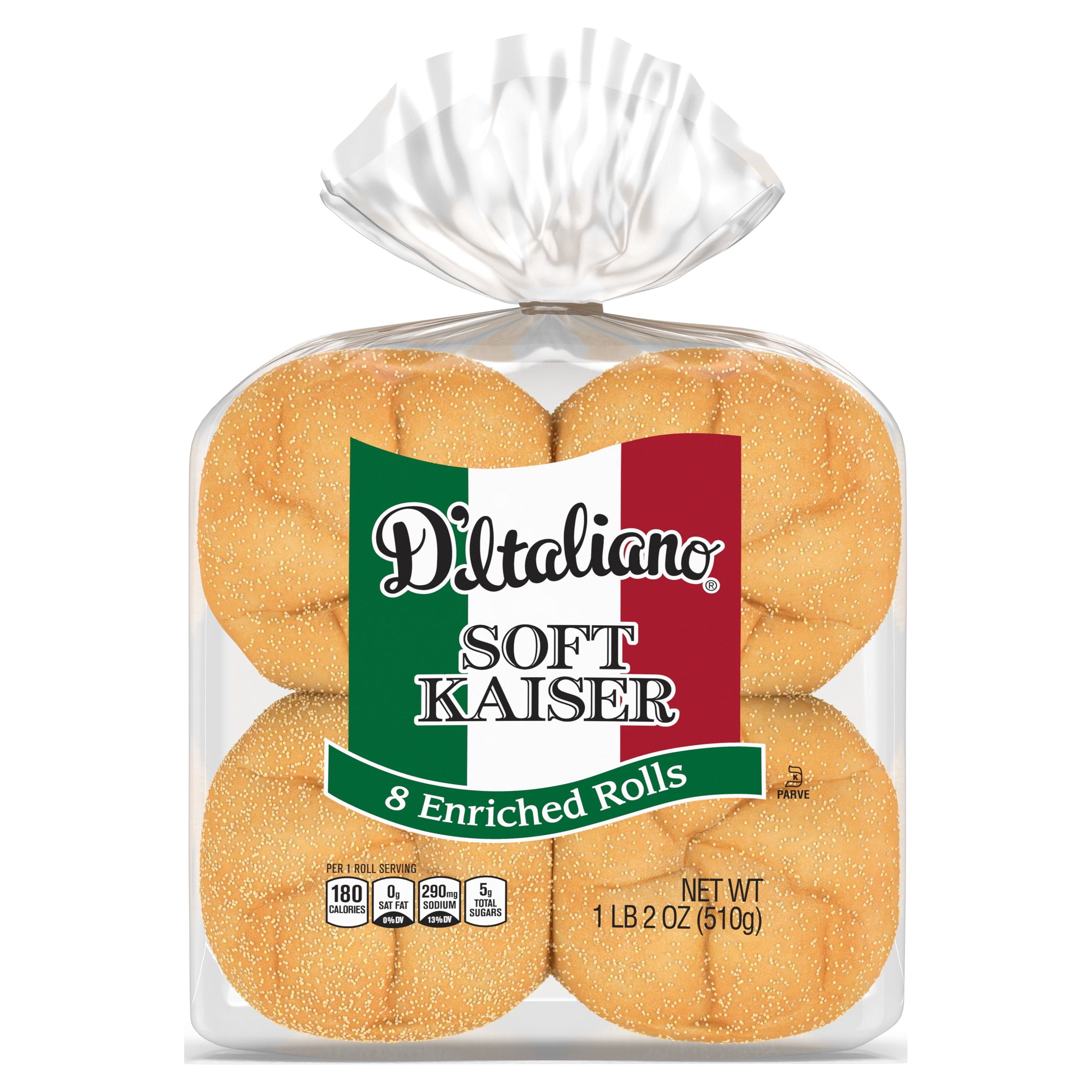 D'Italiano Soft Kaiser Rolls, 8 count, 18 oz
