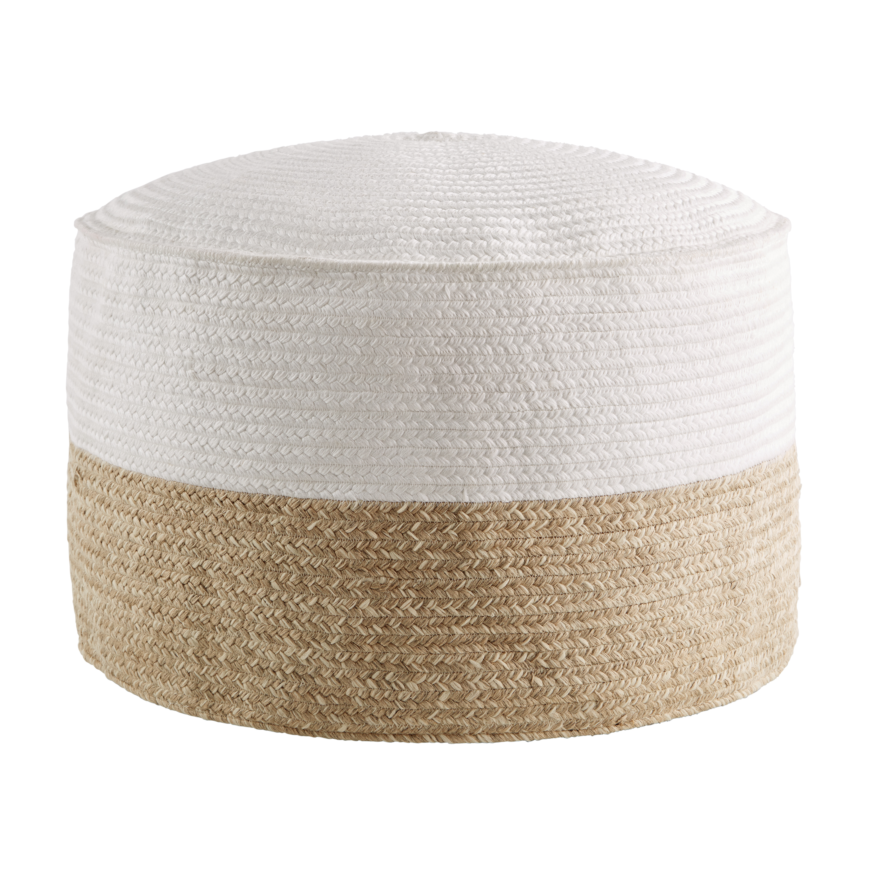 D&JM Brown and Ivory Round Outdoor Pouf Ottoman - image 1 of 9