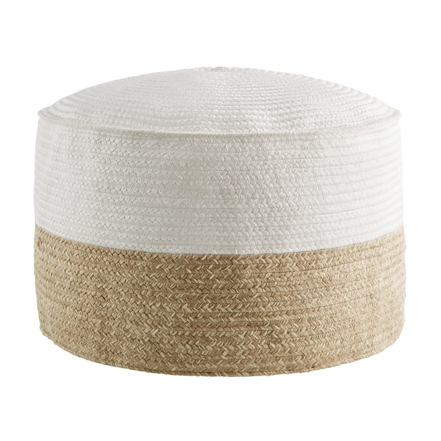 D&JM Brown and Ivory Round Outdoor Pouf Ottoman