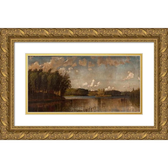 D. Jerome Elwell 14x9 Gold Ornate Wood Frame and Double Matted Museum Art Print Titled - View Taken on the Charles River (1877)