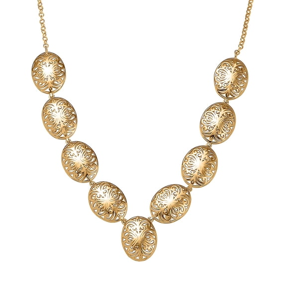 D'Joy 18K Vermeil Yellow Gold Over Sterling Silver Filigree Necklace 18 Inches 16.50 Grams Gifts