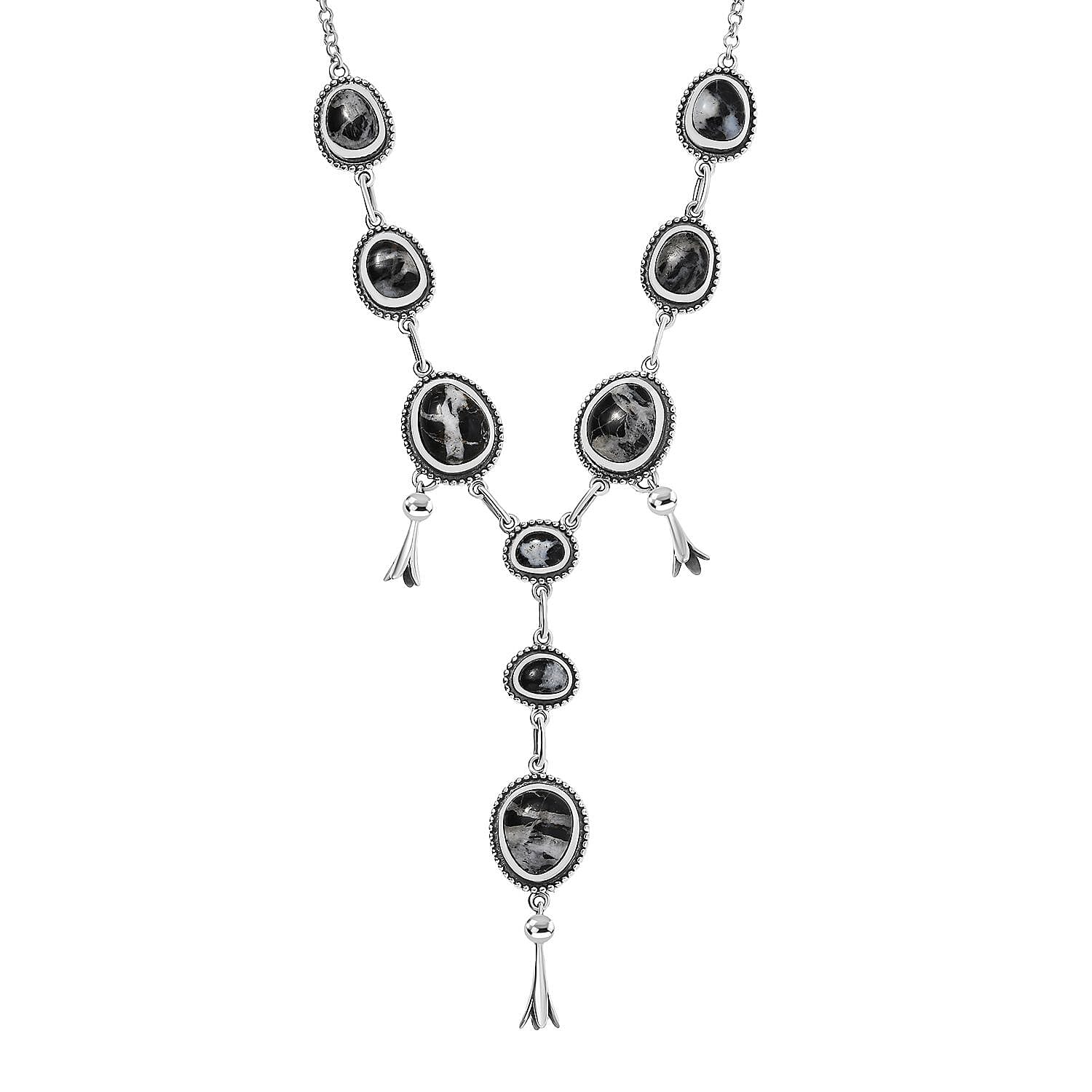 D'Joy Artisan Crafted White Buffalo 25 ctw Necklace 18-20 Inches in Sterling Silver Gifts