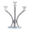 thumbnail image 1 of (D) Judaica Crystal Candelabra with Stones 3 Arms 14.17" (Silver), 1 of 2