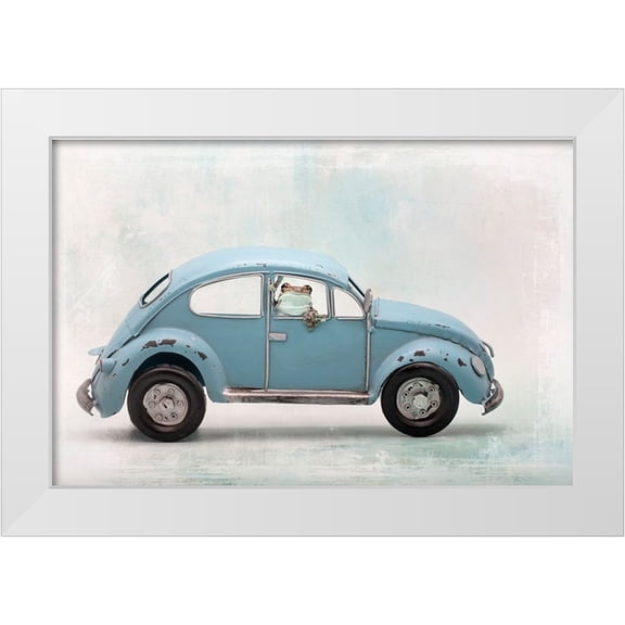 D Lester, Linda 32x23 White Modern Wood Framed Museum Art Print Titled - Amazon Milk Frog In Vw Bug