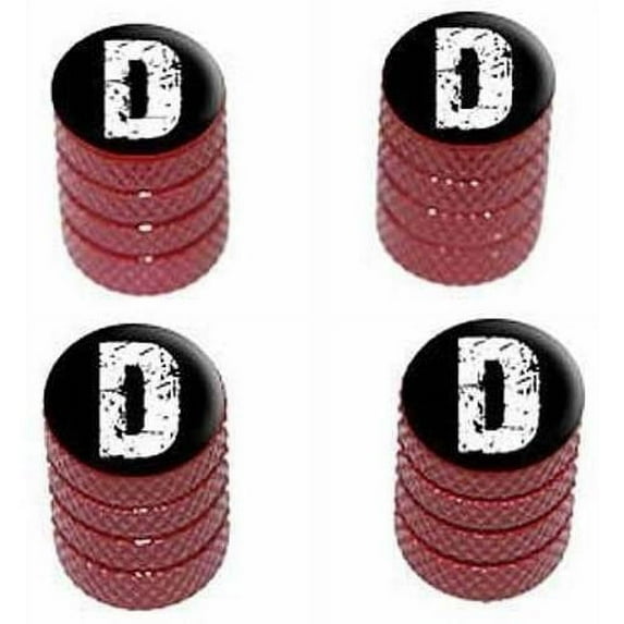 D Letter Distressed Tire Rim Wheel Aluminum Valve Stem Caps, Multiple Colors