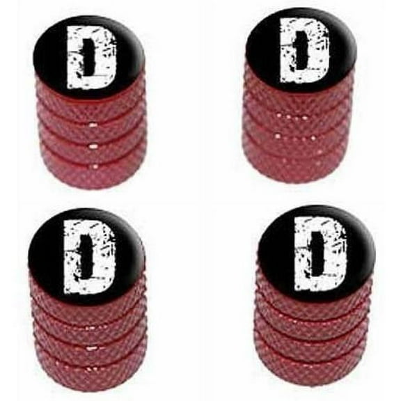 D Letter Distressed Tire Rim Wheel Aluminum Valve Stem Caps, Multiple Colors
