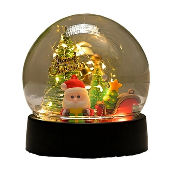 D Light Up Clear Ball Ornament With Tree And Santa Design, Battery Powered Led And Shatterproof Material For Holiday Tabletop And Night Light, 4.72X3.93In 0.341Lb