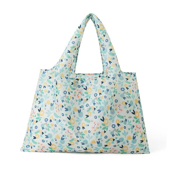 D Lightweight Portable Foldable Shopping Bag Large Capacity Reusable Tote Bag For Grocery Travel Rip Stop Material 30 Lbs Capacity Compact Storage Pouch Included