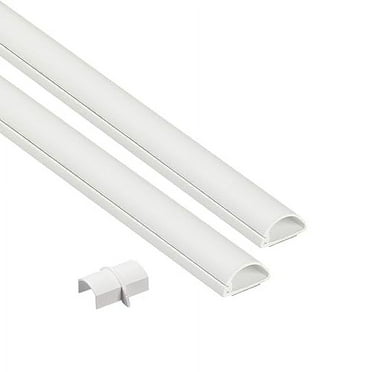 D-Line 31.4in TV Cord Hider, Patented Half Round Cable Cover, Hide Wall Mount TV Wires, Hinged One-Piece Cable Concealer, Adhesive, Decorative Raceway - 2X 0.78in W x 0.39in H x 15.7in L - White