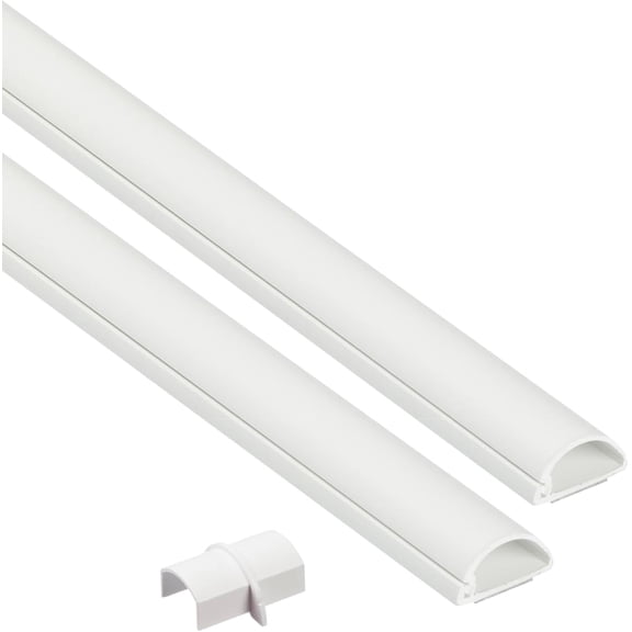 D-Line 31.4in TV Cord Hider, Patented Half Round Cable Cover, Hide Wall Mount Wires, Hinged One-Piece Concealer, Adhesive, Decorative Raceway - 2X 0.78in W x 0.39in H 15.7in L White