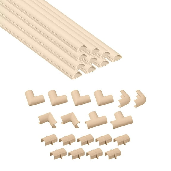 D-Line Beige Half Round Cord Cover Pack, 0.78x0.39in, 10x 15.7in Lengths