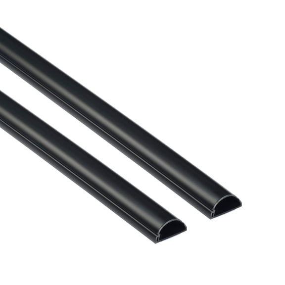 D-Line Black Half Round Cord Cover, 0.78x0.39in, 39in Length, 2-Pack