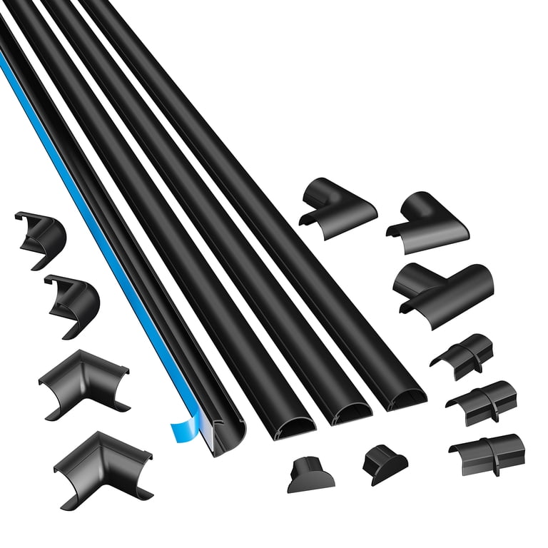 D-Line 31.4in TV Cord Hider – Patented Half-Round Cable Cover, 1.18"W X 0.59"H, 2 X 15.7" Lengths For Wall-Mounted TVs (White)