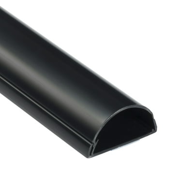 D-Line Black Half Round TV Cord Cover, 2x1in, 18in Length