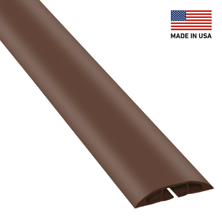 D-Line Brown Floor Cable Protector, 0.63x0.31in Cord Cavity, 6ft Length 