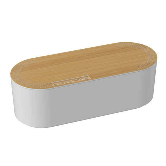D-Line Cable Management Box, Hide Power Strips & Cords - Large, White with Wood-Lid