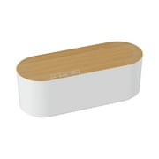 D-Line Cable Management Box, Hide Power Strips & Cords - Small, White with Wood-Lid