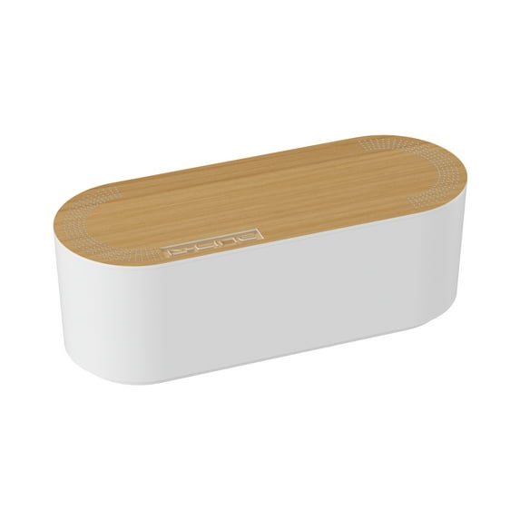 D-Line Cable Management Box, Hide Power Strips & Cords - Small, White with Wood-Lid