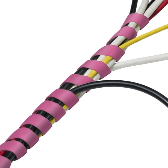 D-Line Cable Spiral Wrap | Cable Management Cord Organizer | Pink