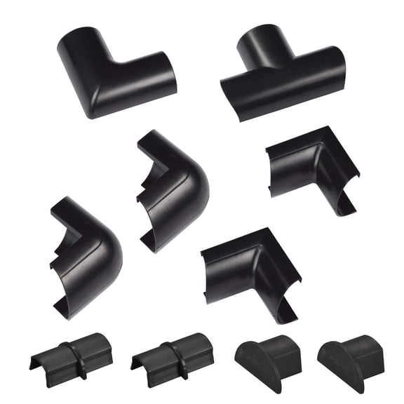 D-Line Medium Cable Raceway Accessory Multipack - 10-Piece Pack, Join 1.18" (W) x 0.59" (H) Cord Cover Lengths - Black