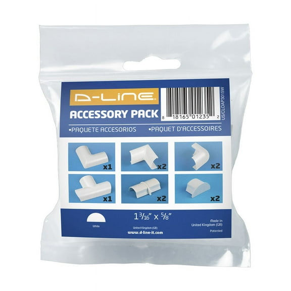 D-Line White 1.18x0.59in Cord Cover Accessory Multipack