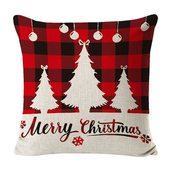 D Linen Christmas Pillow Cover Holiday Decorative Cushion Case For Sofa Bed Living Room Winter Decor 17.71X17.71 Inches 0.20 Lbs