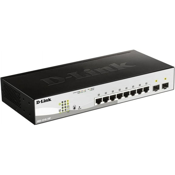 D-Link 10-Port Gigabit Smart Managed Switch | 8 GbE + 2 SFP Ports | L2+ | VLANs | Cable Diagnostics | Web Managed | Desktop or Rackmount | Fanless | NDAA Compliant | Lifetime Warranty (DGS-1210-10)