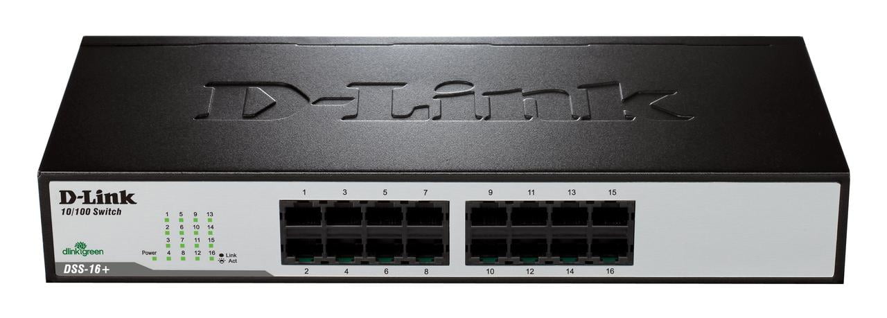 D-Link 16-Port 10/100 Unmanaged Ethernet Desktop Switch, Desktop/Rack Mountable (DSS-16+)